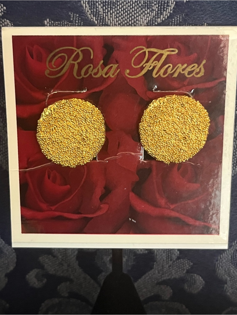 Rosa Flores Vintage Gold Clip-on Earrings
